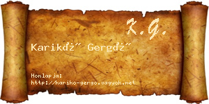 Karikó Gergő névjegykártya